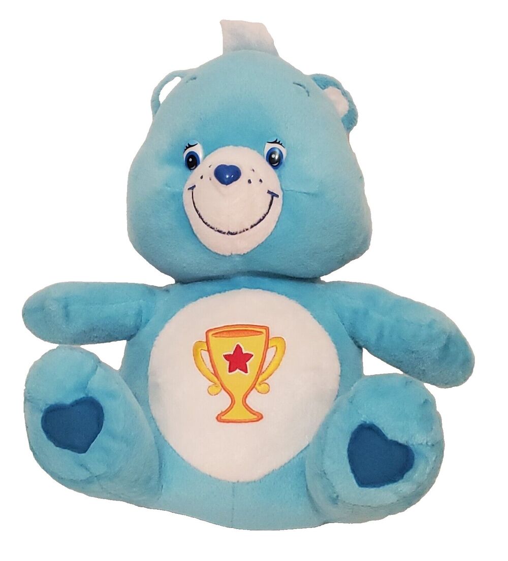 Care Bears Champ Bear Plush 11" 2004 Blue Trophy Teddy Nanco Champion Cup